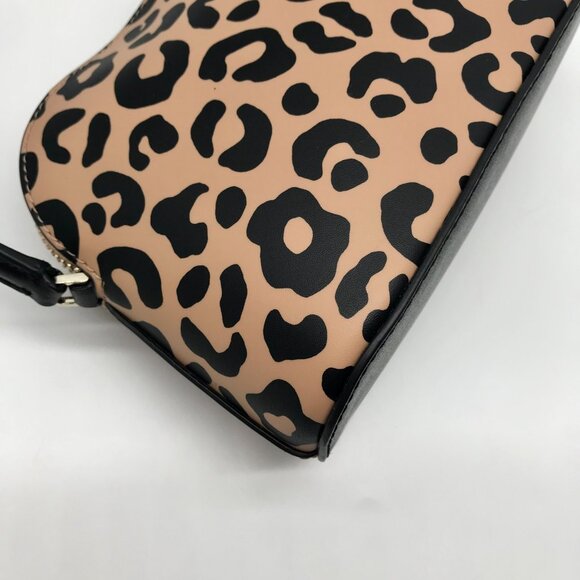 Kate Spade Tan & Black Leather Kali Leopard Print Dome Crossbody - Picture 6 of 10